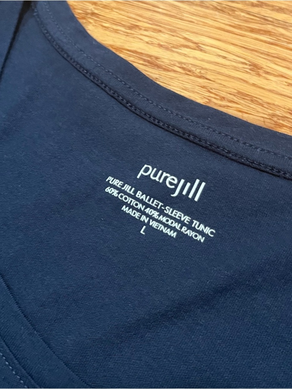 J. Jill Pure Jill ballet-sleeve tunic w/ 3/4 sleeves in Navy Blue. Size Large - Picture 4 of 13